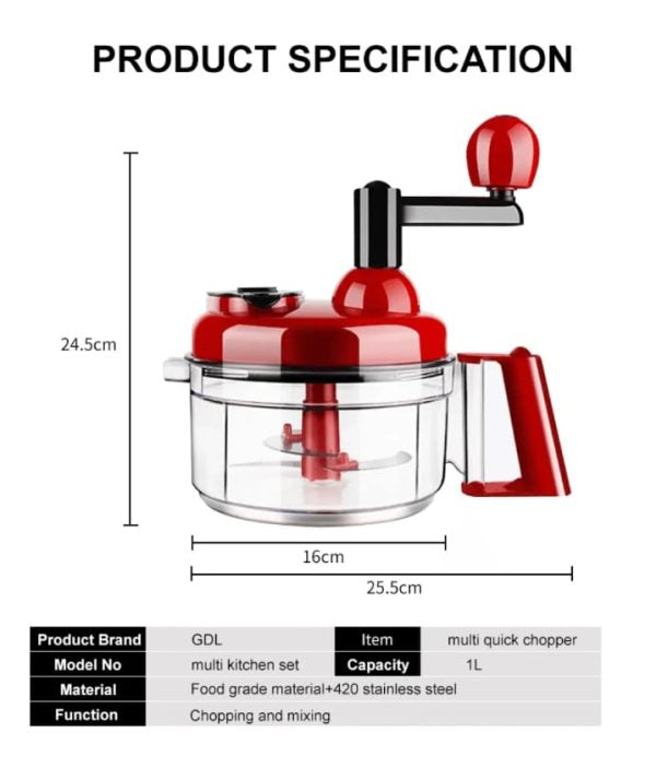 Manual Hand Multifunction Speedy Vegetable Quick Chopper | Salad Machine ( Random Color )