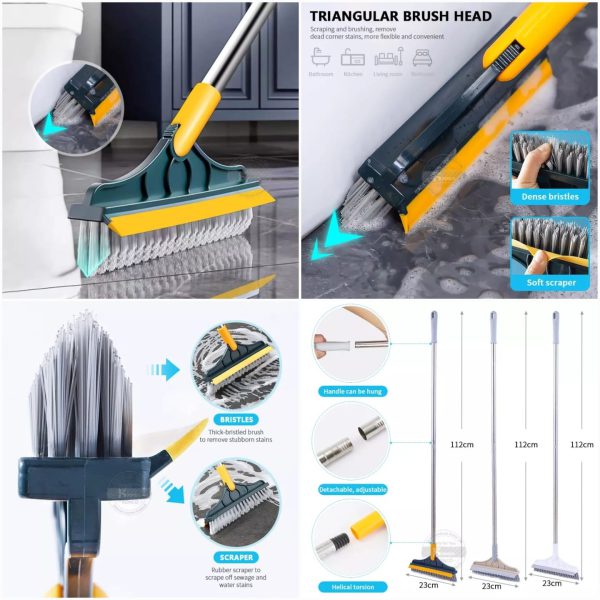 2 in 1 Cleaning Brush Floor Scrub Broom Wiper Scraper | Duster + Brush | Muharam Offer