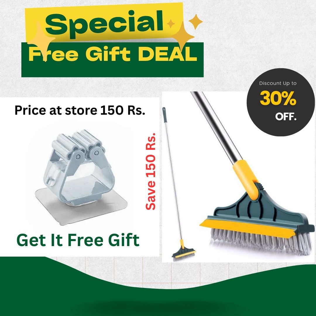 2 in 1 Cleaning Brush Floor Scrub Broom Wiper Scraper | Duster + Brush | Muharam Offer