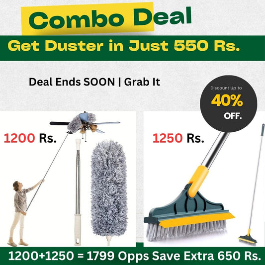2 in 1 Cleaning Brush Floor Scrub Broom Wiper Scraper | Duster + Brush | Muharam Offer