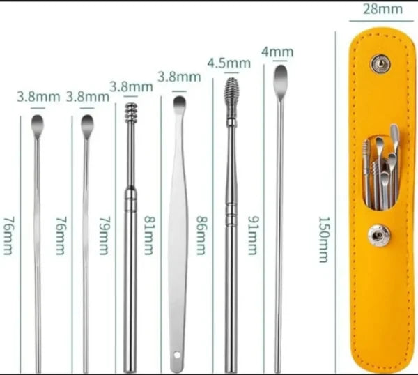 Ear Wax Cleaning Kit, 6 Pcs Ear Pick Tools, Wax Removal Kit, Ear Cleaning Tool Set, Spring Earwax Cleaner Tool Ear Wax Remover( random color)