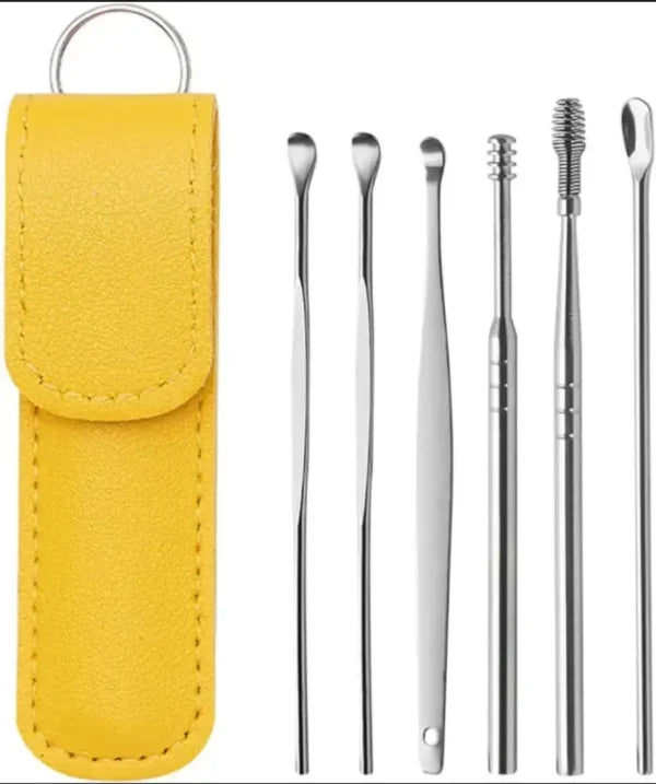 Ear Wax Cleaning Kit, 6 Pcs Ear Pick Tools, Wax Removal Kit, Ear Cleaning Tool Set, Spring Earwax Cleaner Tool Ear Wax Remover( random color)