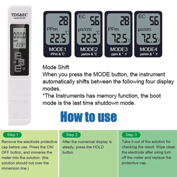 Portable Digital Water Tester | TDS, EC, And Temperature Meter (3-in-1)